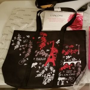 ✅#5B N W/O T Lancôme Exclusive Lined Black Log Tote